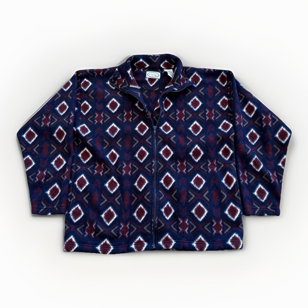 Bugle Boy Jacket Womens M Aztec Navajo Full Zip Sweater Fleece‎ 90s Vintage
